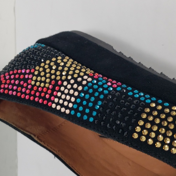 L'AMOUR DES PIEDS CORREZE STONE EMBELLISHMENT BLK SUEDE WEDGES SHOES 10 M MINT - Picture 10 of 14